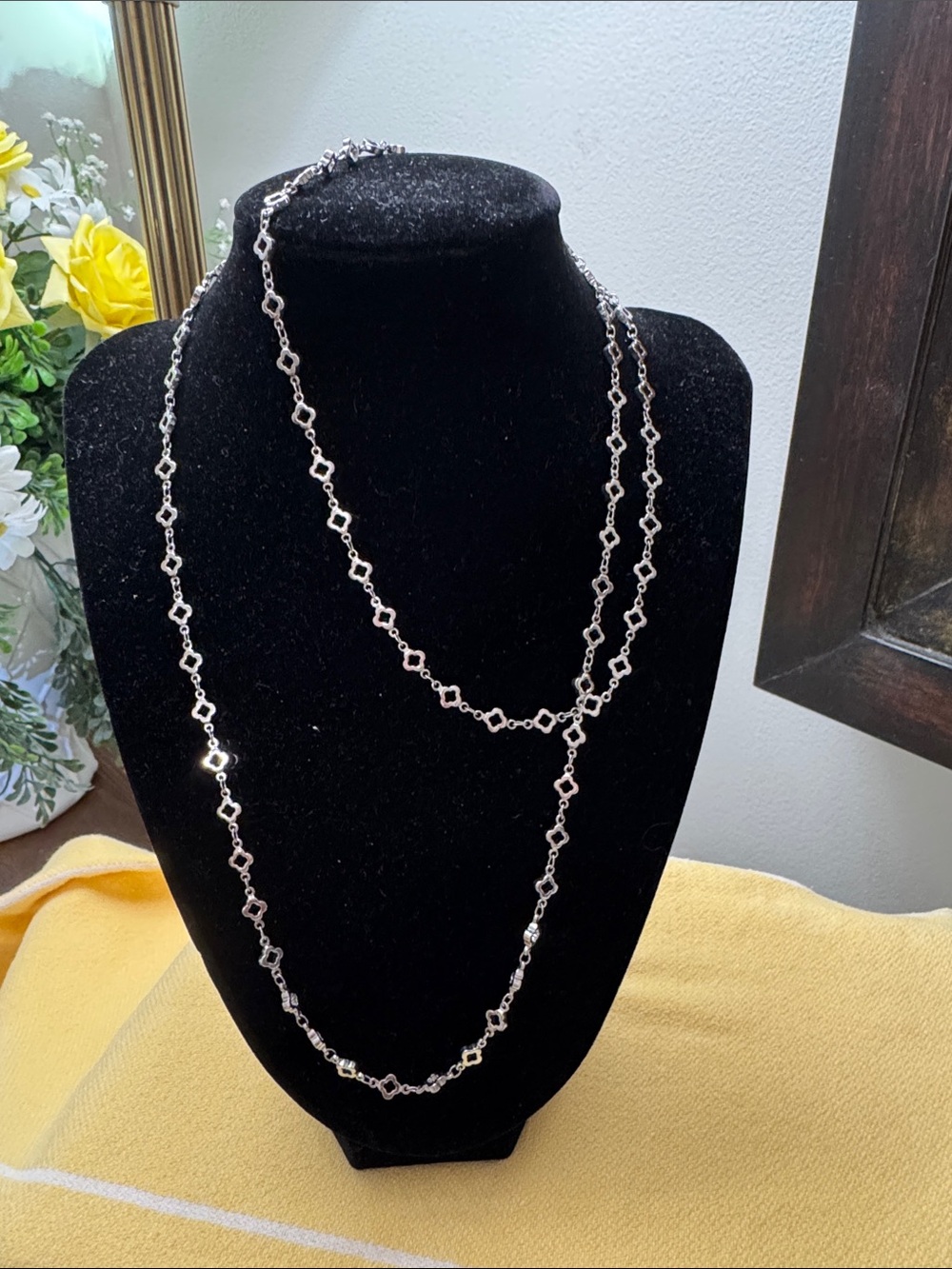 Delicate Long Silver-Link Women's Necklace - Silver
